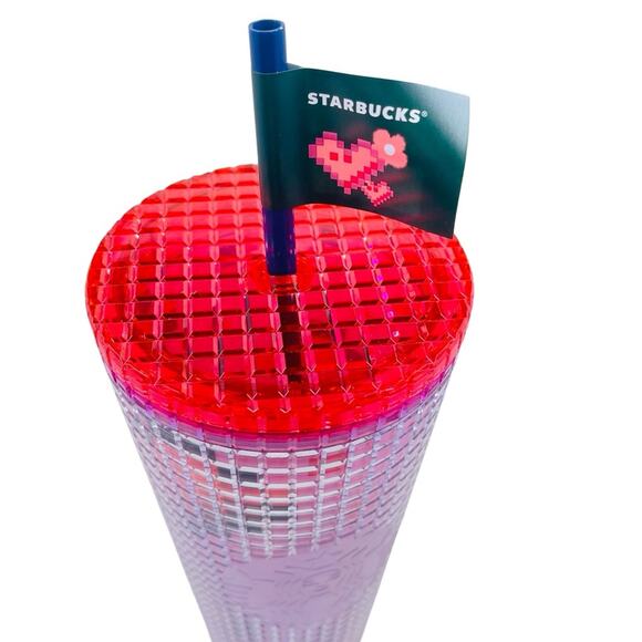 NWT Starbucks Pixel Heart Valentine‘s Day 2025 Collection Iced Cold Cup Tumbler - Picture 7 of 7